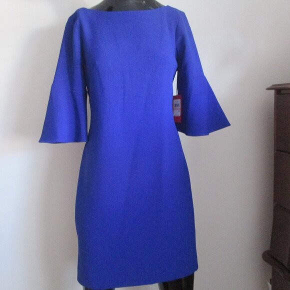 NWT Vince Camuto Size 2 Cobalt Blue Flutter Sleeve Sheath Dress - Picture 1 of 7